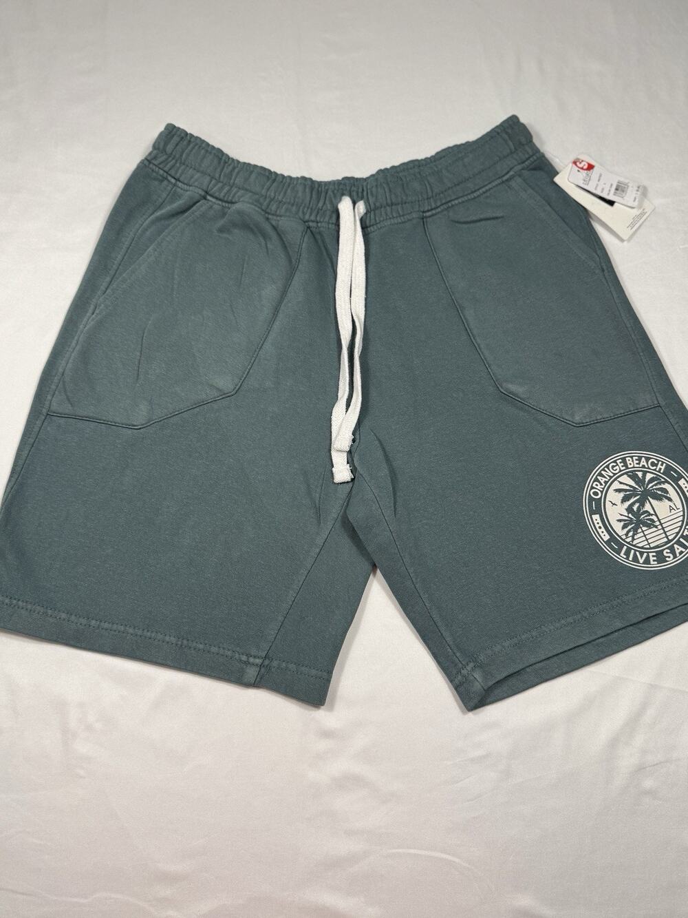 U.S. Vintage Sweat Shorts - Mens Small- Sage Green - Orange Beach